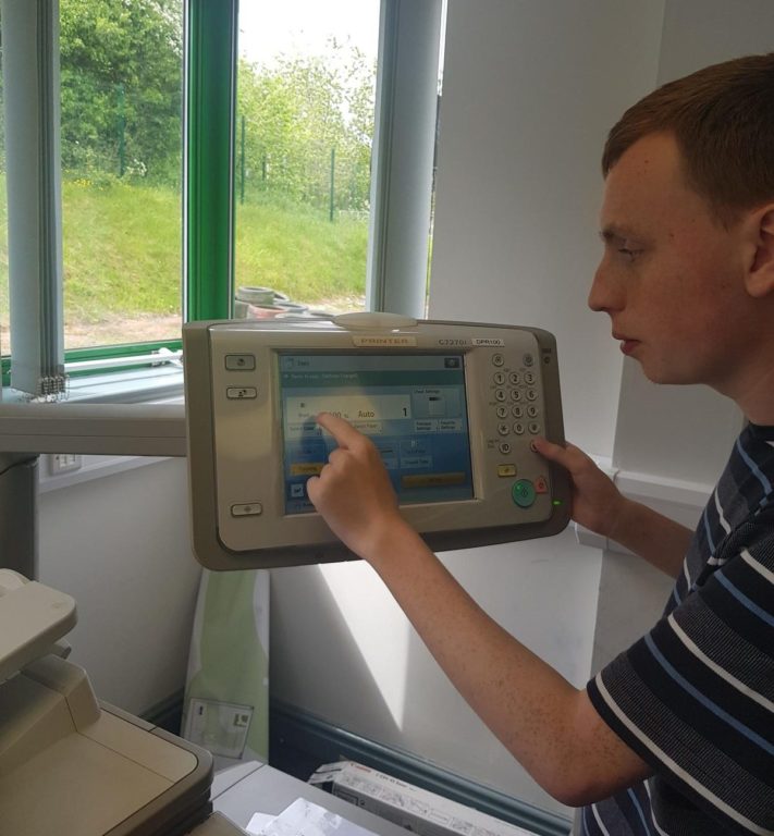 Student using the printer at Derwen College Telford