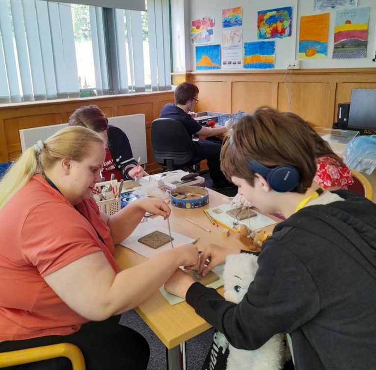 Tile Making activity at Derwen College Telford