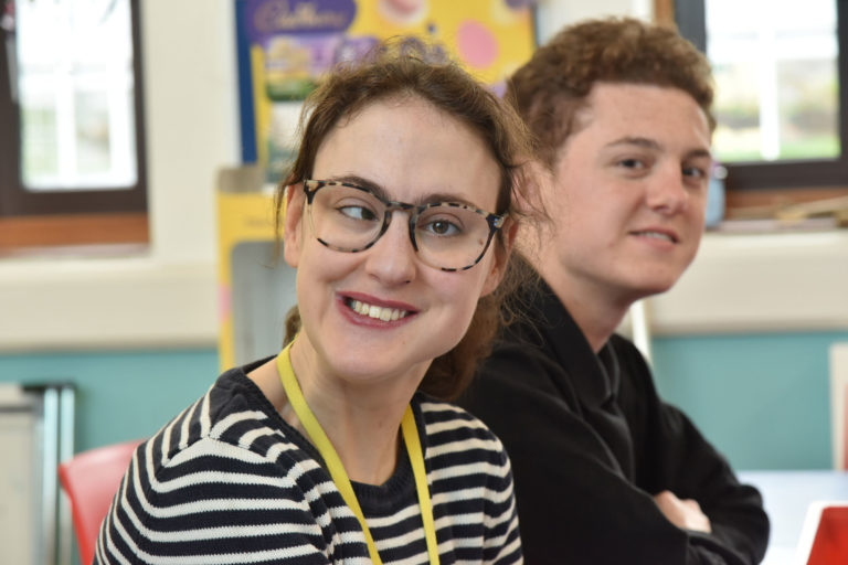 student looking directly at the camera